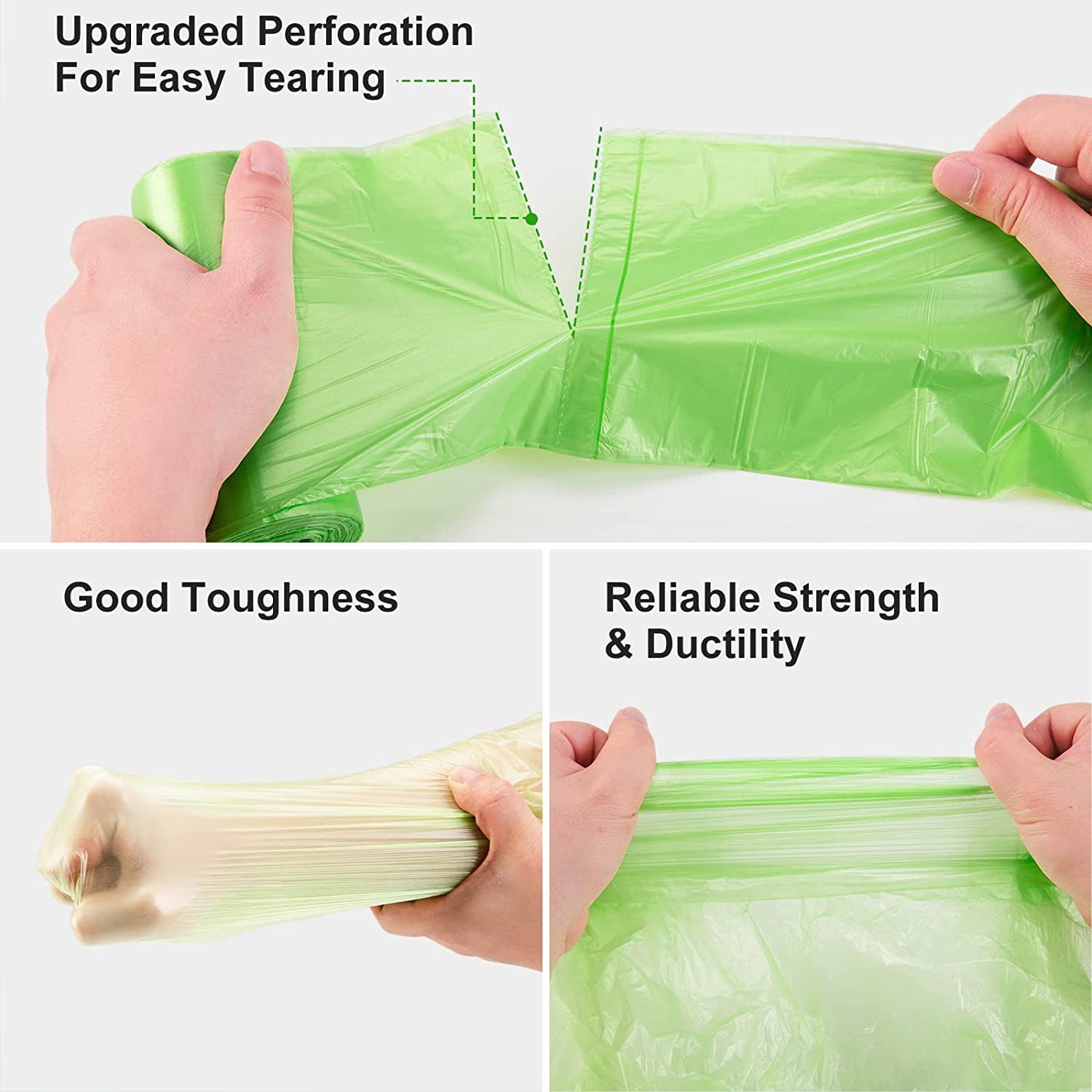 Walbest Small Trash Bags, Tear & Leak Resistant Small Garbage Bags, Flat Opening Large Capacity for Bathroom Bedroom Office Kitchen Trash Can-5 Rolls