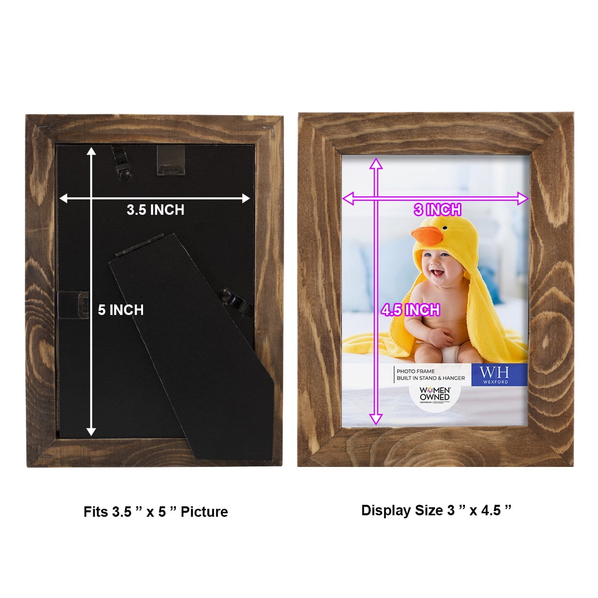Woodgrain 3.5 in. x 5 in. Walnut Picture Frame Set (Set of 4)
