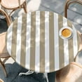 thumbnail image 3 of Khaki and White Striped Round Fitted Table Cover Gradient Geometric Waterproof Table Cloth with Elastic Edge Wipeable Tablecloth for Picnic Camping Party Fits 55"-60" Diameter, 3 of 8