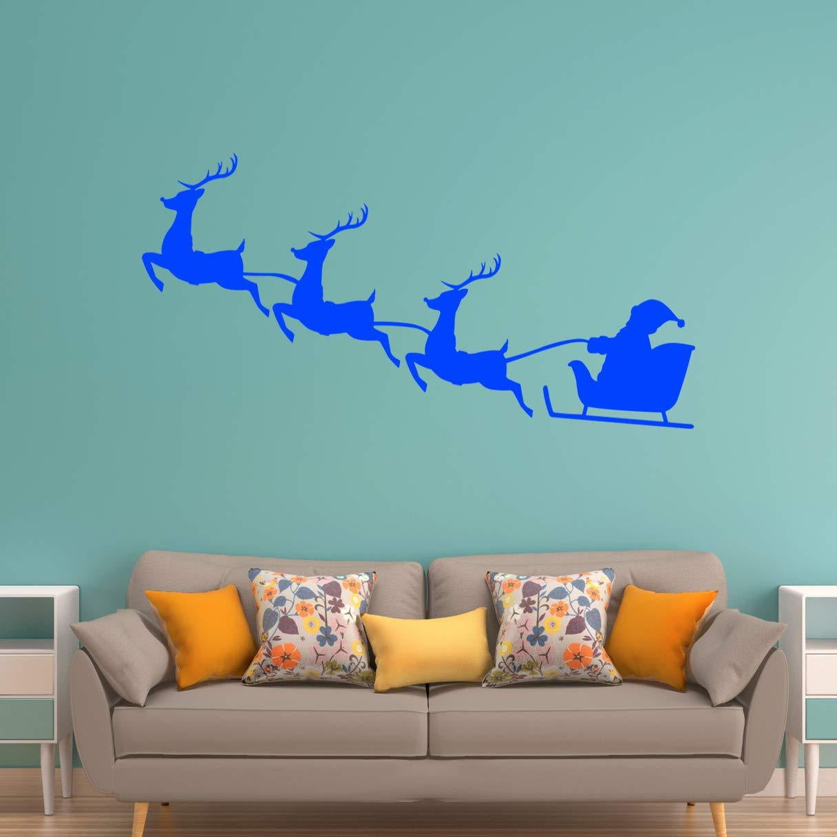 VWAQ Santa Claus Wall Decal Reindeer Christmas Holiday Vinyl Sticker