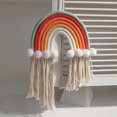 thumbnail image 4 of Moon stars Organizador de lazos para el pelo, tapiz de macramé con borlas bohemias, tejido a mano, arcoíris, para colgar en la pared, 4 of 5