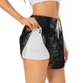 thumbnail image 1 of Balery Full Moon Black Dragon Pantalones cortos deportivos para mujer con forro y dos bolsillos, elásticos, para entrenamiento, gimnasio, yoga-Medium, 1 of 7