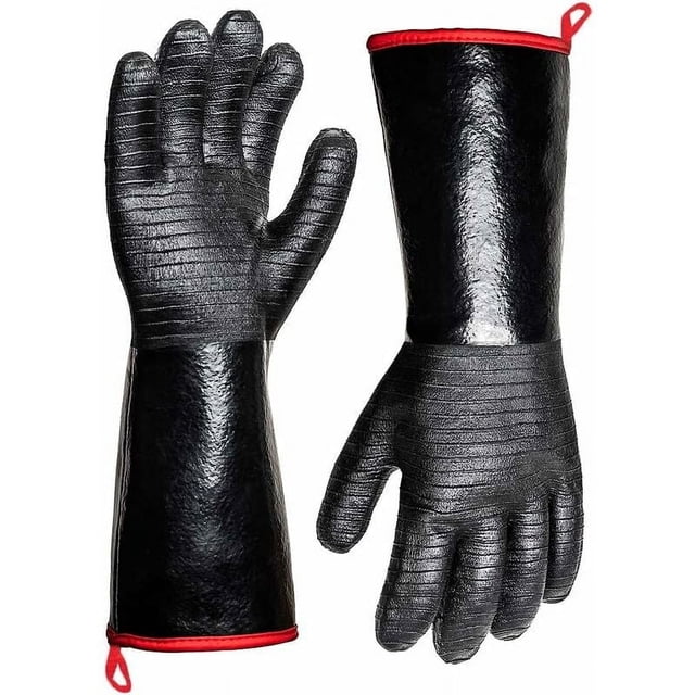 Guantes para parrilla de barbacoa, resistentes al calor hasta 932 °F para cocinar al aire libre, textura de superficie antideslizante para un manejo seguro, aptos para lavavajillas para una fácil