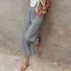 thumbnail image 3 of Gibobby pantalones de mezclilla para mujer Pantalones de mujeres Pocket Casual Loose Elastic Cint Solid Plus Fashion Drawstring Pants (Gris, XXL), 3 of 5