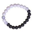 thumbnail image 2 of NOVICA Handmade Ceramic Lava Stone Beaded Stretch Bracelet from Bali No Black White Indonesia [6.25 in Inner Circ. x 0.3 in W] 'Mesmerizing Contrast', 2 of 7