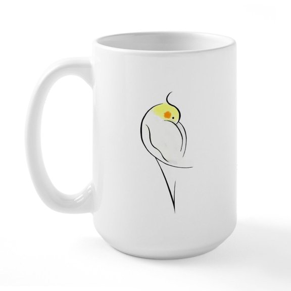 CafePress - Lutino Cockatiel Large Mug - 15 oz Ceramic Large White Novelty Mug