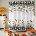 thumbnail image 3 of Autumn Breeze Leaves Wheat Sheaf Shower Curtain for Bathroom, Black White Plaid Waterproof Shower Curtains Washable Quick Dry with Hooks Bathtub Curtains 36x72 IN, 3 of 6