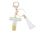 thumbnail image 2 of Llavero T: Letra Tassel Blanca Nueva, Colgante de Cuarzo Gota, Bolso de Moda, 2 of 2