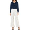 thumbnail image 2 of INSPIRE CHIC Women's Ruffle V Neck Office Button Front Vintage Blouse, 2 of 5