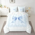thumbnail image 2 of jejeloiu Kawaii Bowknot Bow 7-Piece Bedding Comforter Set,Blue Bowtie Polka Dots King Bedding Sets For Girls Kids Reversible, 2 of 8