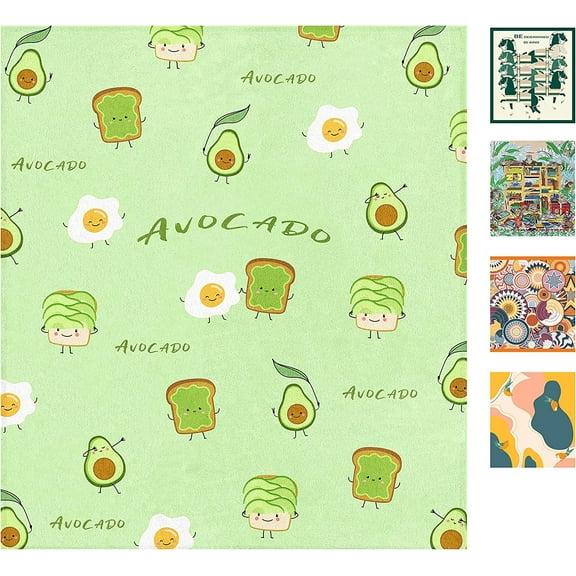 Fluffy Green Avocado Toast Throw Blanket for Bed Couch Sofa Chair, Cute Personalized Gift for Family Friends (Kids /small50x60 Inches)