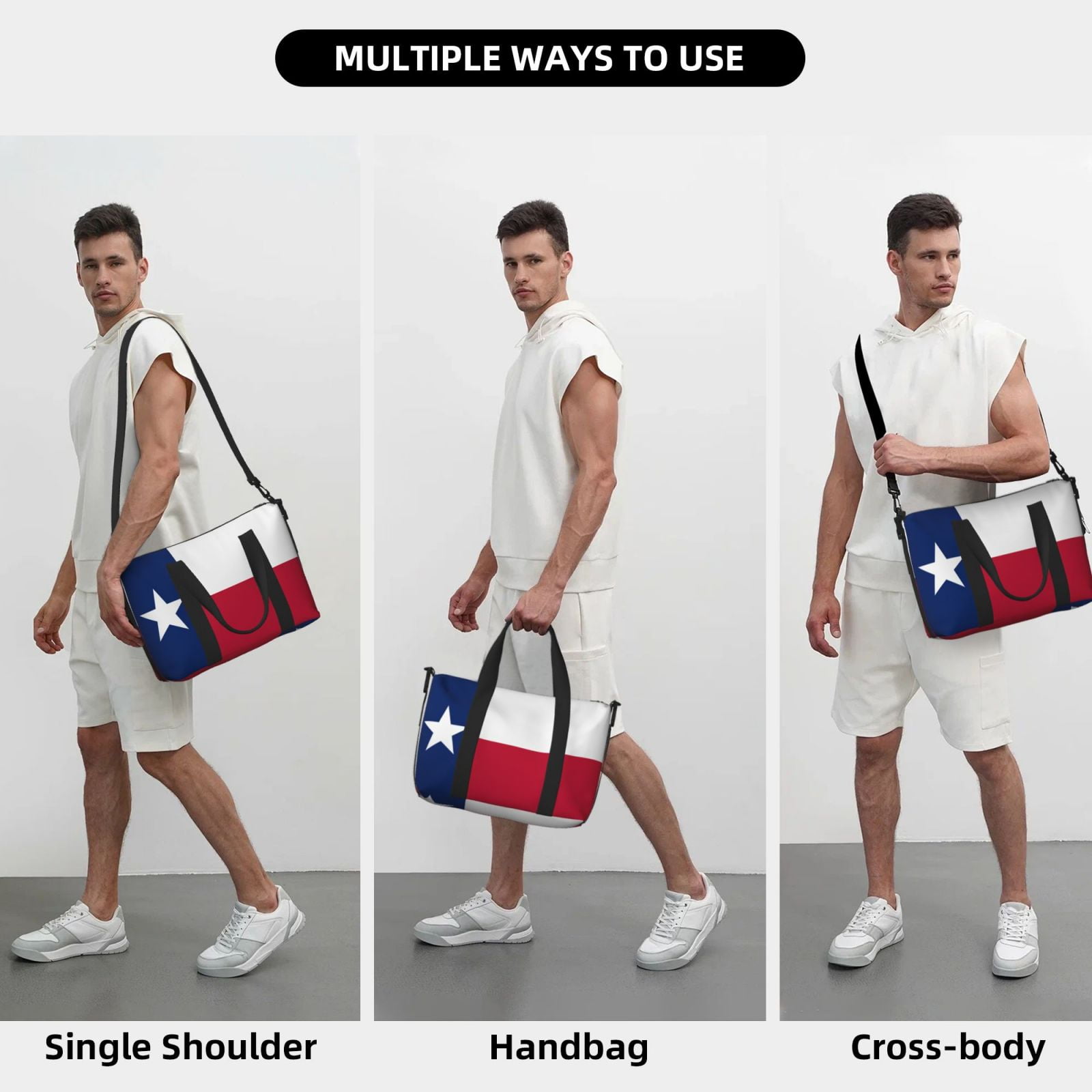 Women Men Colorado Texas Flag Gym Duffel Bag Travel Carry On Weekender Overnight Tote Personal Item Bag