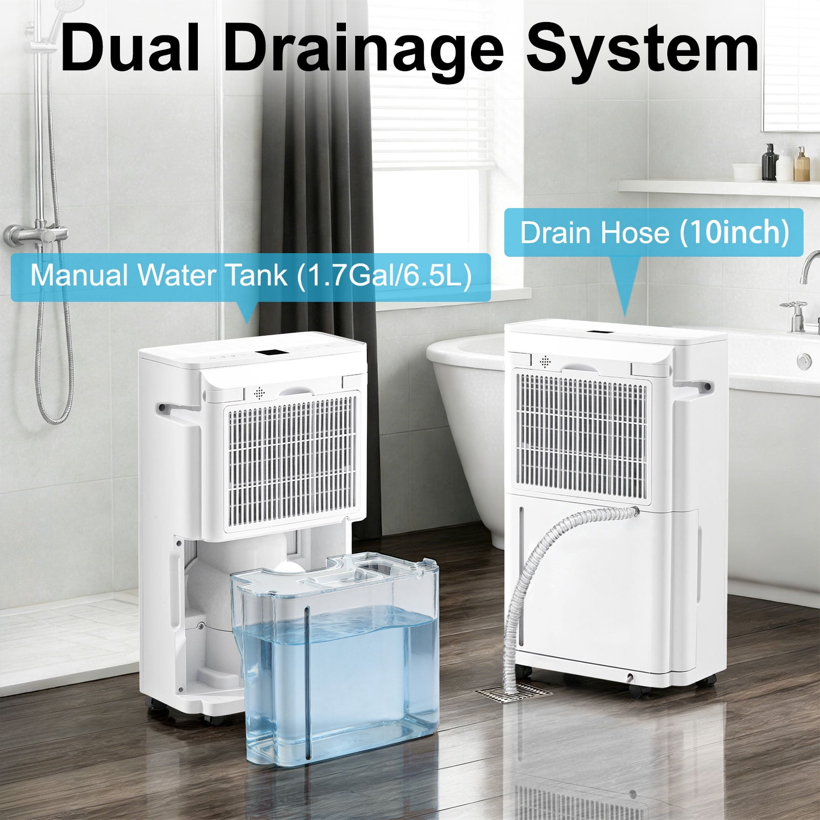 70 Pint Basement Dehumidifier for Home – Covers up to 4500 Sq.Ft, 3 Modes with Intelligent Humidity Control, Continuous Drain Hose, Quiet Operation, Dry Clothes, 24HR Timer