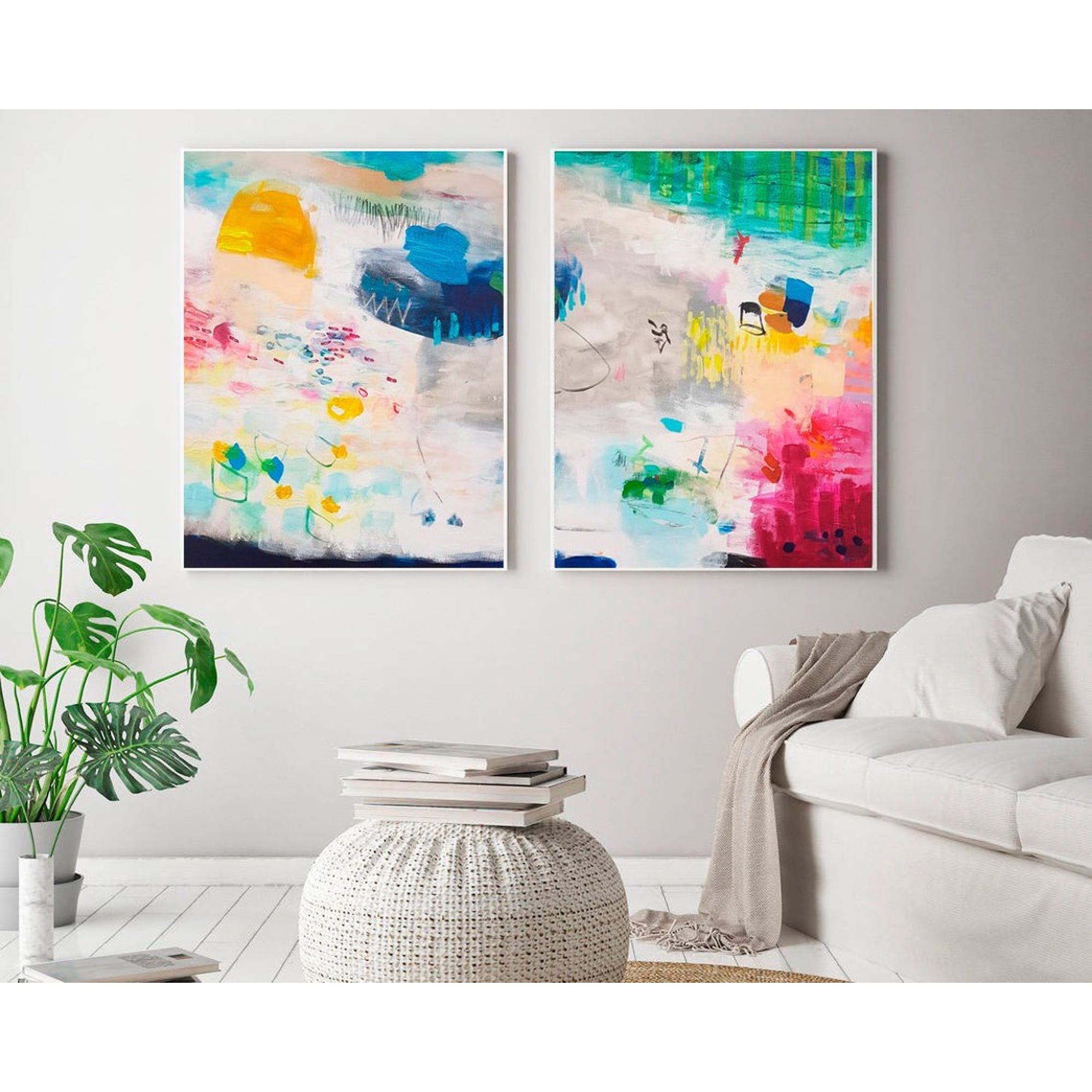 Abstract Wall Art Print Colorful Minimalist Bedroom Gallery Wall And Home Decor