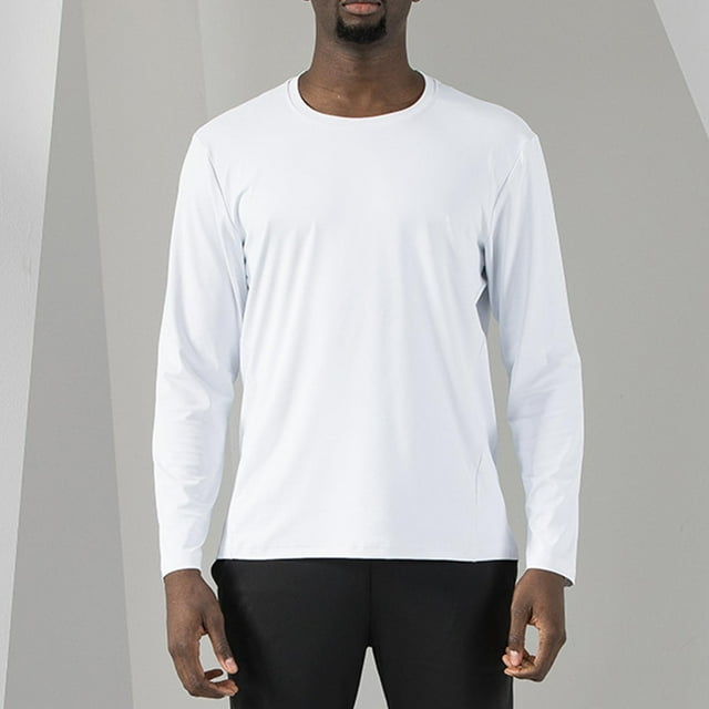 RXIRUCGD Haut Décontracté pour Homme Col Rond Faux Haut de Sport Décontracté Haut/chemise à Manches Longues à Col Rond, Blanc, Taille : 4TG