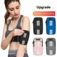 thumbnail image 2 of Brassard de Course Réglable et Imperméable pour Téléphones de 7 Pouces, Sac Léger en PU pour Entraînement Physique, Randonnée et Marathon, Accessoire de Sport Multifonctionnel Rose avec Rangement Sécurisé, 2 of 7