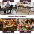 thumbnail image 6 of ZENY Outdoor Folding Table 96" x 29" Heavy Duty HDPE Plastic Top, Portable Rectangular Banquet Table with Secure Locking, 350 lbs Capacity, No Assembly Required, Black, 6 of 8
