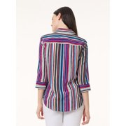 Jones New York Petite Striped 34-Sleeve Shir Jones Black PS