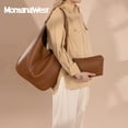thumbnail image 4 of Montana West Hobo Bags Purse for Women Ultra Soft Foldable Shoulder Slouchy Handbags with Cosmetic bag, Brown, 4 of 7