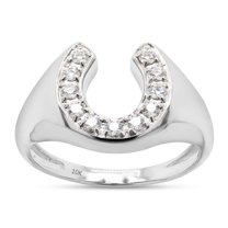 1/3 Carat Round Cut Lab Created Moissanite Diamond Horseshoe Statement Ring In 10K Solid White Gold Jewelry For Men (G-H Color, VVS1 Clarity, 0.33 Cttw)-14