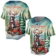thumbnail image 3 of Merry Christmas Santa Reindeer Antlers Bernese Mountain Dog Sleigh Xmas Winter Holiday All Over Print 3D Baseball Shirt Berner Lover Gifts Softball Sport - 00023, 3 of 6