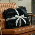 thumbnail image 2 of Cozy Bliss Faux Fur Plush Throw Blanket Soft Decorative Blanket for Couch, Sofa, and Bedroom,Black,50"x60", 2 of 4