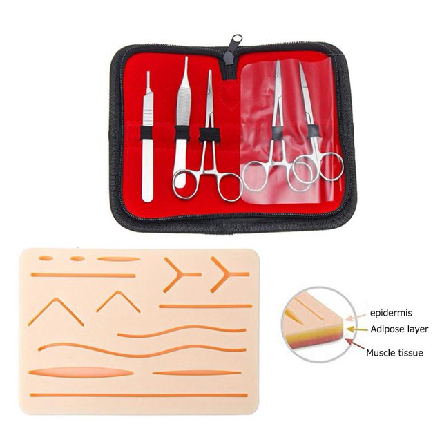 Kit de entrenamiento de sutura quirúrgica Modelo de práctica de sutura médica Almohadilla de piel de simulación Sywqhk Cuidado Belleza