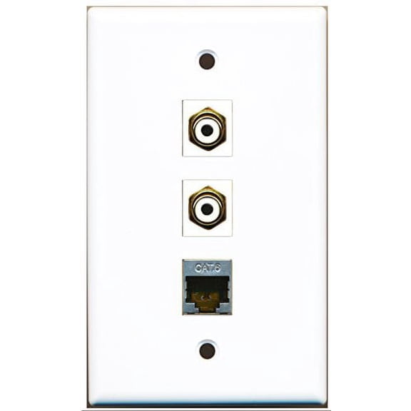 RiteAV - 2 Port RCA White and 1 Port Shielded Cat6 Ethernet Wall Plate