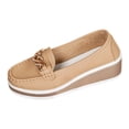 thumbnail image 5 of Wedge Loafers for Women Platform Cute Dress Casual Business Shoes Comfortable Lightweight Slip on Work Shoes with Gold Chain Khaki Size 9, 5 of 5