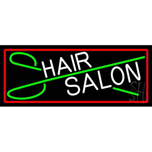 Blue Hair Salon With Scissor LED Neon Sign 10 x 24 - inches, Black Square Cut Acrylic Backing, with Dimmer - Bright and Premium built indoor LED Neon Sign for Defence Force.