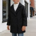 thumbnail image 2 of Pandaie Boys Double Breasted Wool Blend Peacoat Lapel Raglan Sleeve Patch Pocket Mid Length Winter Coat Black,5-6 Years, 2 of 7