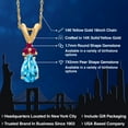 thumbnail image 2 of Gem Stone King 14K Yellow Gold Swiss Blue Topaz and Red Created Ruby Pendant Necklace for Women | 0.83 Cttw | Gemstone November Birthstone | Pear Shape 7X5MM | With 18 inch Chain, 2 of 6
