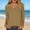 Khaki, variant on Women's V-Neck 3/4 Sleeve Solid Color Linen Blend Blouse, Casual Loose Fit, Lightweight Washed Crinkle Fabric, Everyday Summer Tops for Ladies Orange XXXXL