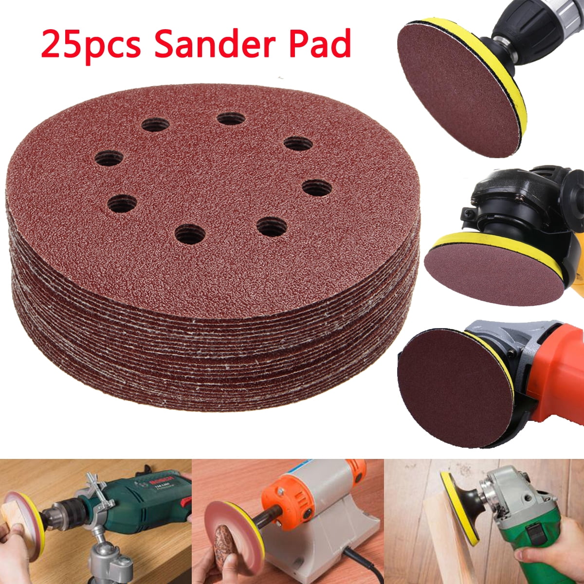 25Pcs 125mm 8 Hole 5" Sanding Discs 80 Grit Orbital Sander Pad Sandpaper Tool Walmart Canada