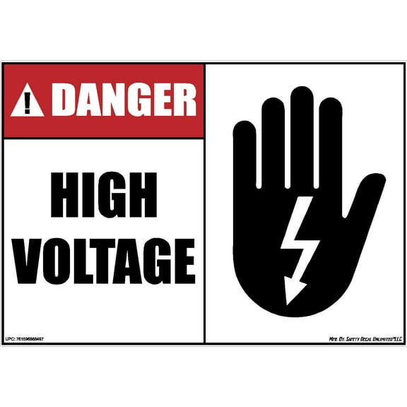 Danger High Voltage ANSI Red Black Electrocution Shock Hazard Injury Warning Label Sticker Decal Made in America