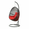 thumbnail image 5 of Egg Swing Chair Set, Patio PE Rattan Swing Chair with Round Metal Stand and Soft Cushion, Outdoor Indoor Hanging Chair with Chain for Kids Adults, 330 Lbs Weight Capacity, Red, 5 of 7