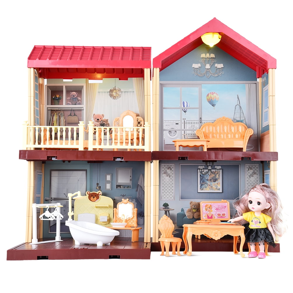 Pretend Dollhouse Educational Dollhouse Toy Kit for Children Over 3 Years High… DIY Miniature Dollhouse with Accessories 