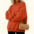 thumbnail image 5 of WULMLEO Womens Sweatshirt Long Sleeve Color Block Fleece Hoodies Fall Casual Crewneck Pullover Tunic Tops 2025 Saffron L, 5 of 6