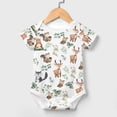 thumbnail image 2 of Baby Woodland Animals Green Leaves Onesie Bodysuit for Baby Boy Girl Bear Deer Bunny Raccoon Squirrel Newborn Short Sleeve Bodysuits Shirt, 2 of 7