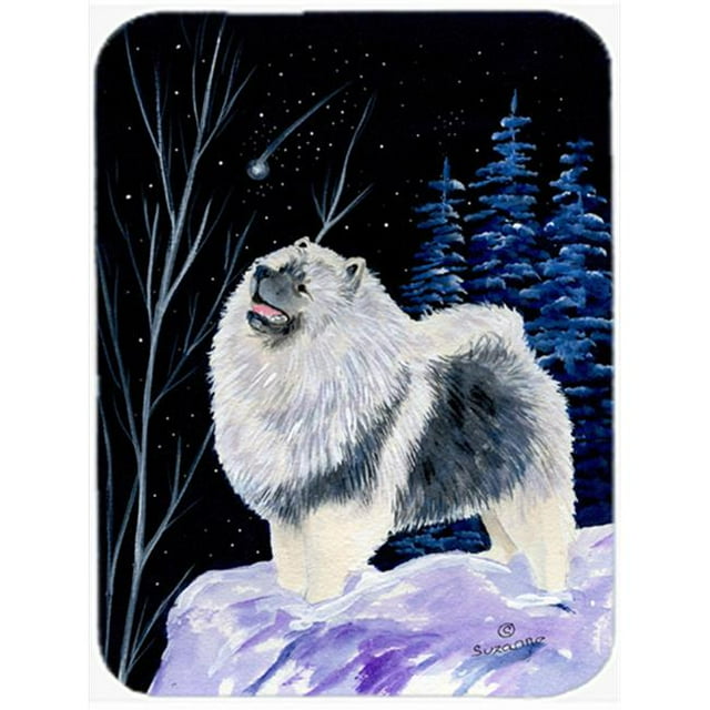 Carolines Treasures SS8357LCB Starry Night Keeshond Glass Cutting Board - Large