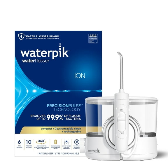 Waterpik ION Water Flosser, Cordless Rechargeable Countertop Oral Irrigator, WF-11 White