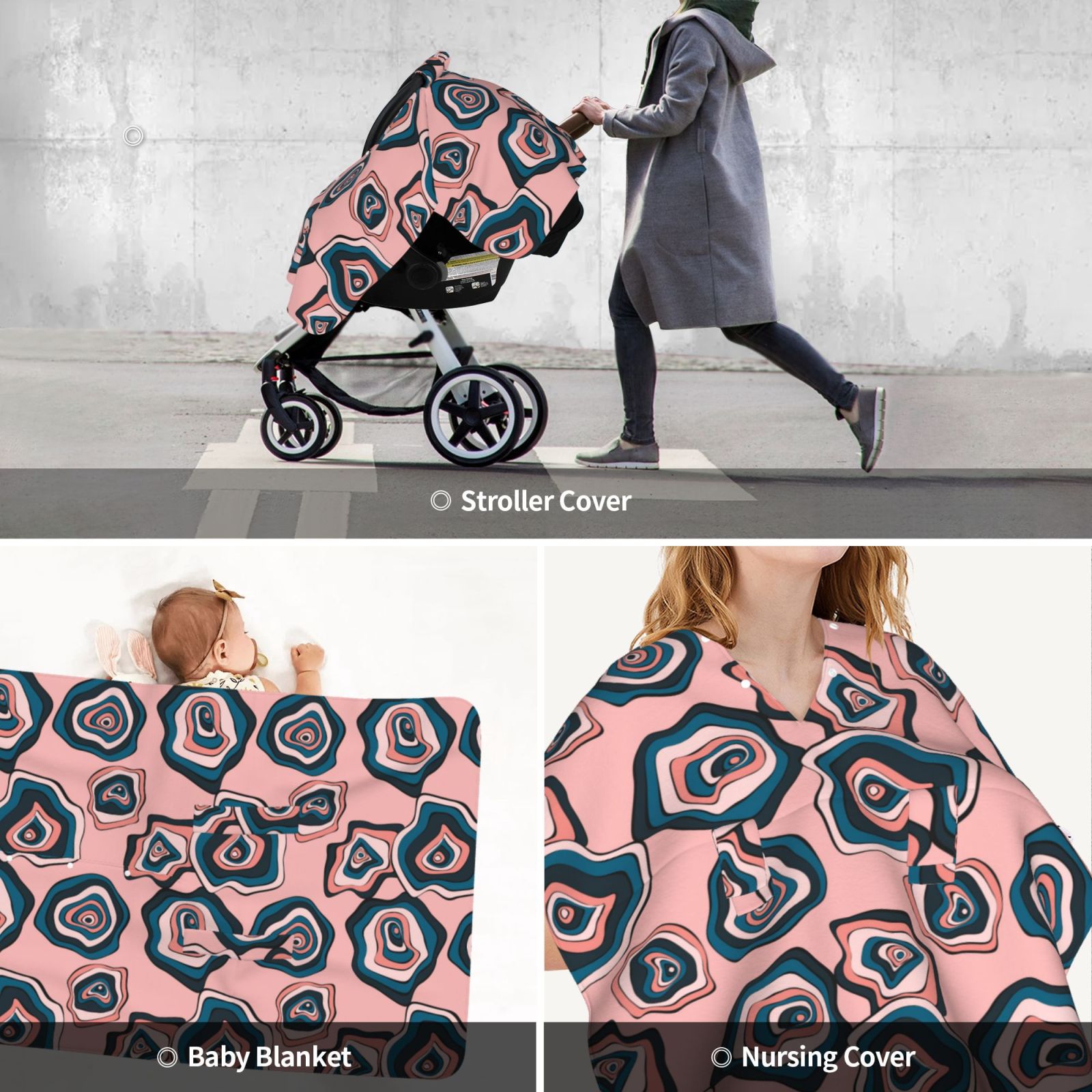 Car Seat Cover Baby - Abstract Colorful Circles Breathable Infant Car Seat Cover for Baby Carseat, Lightweight Comfort Baby Essentials Must Haves Newborn Stuff for Girl Boy