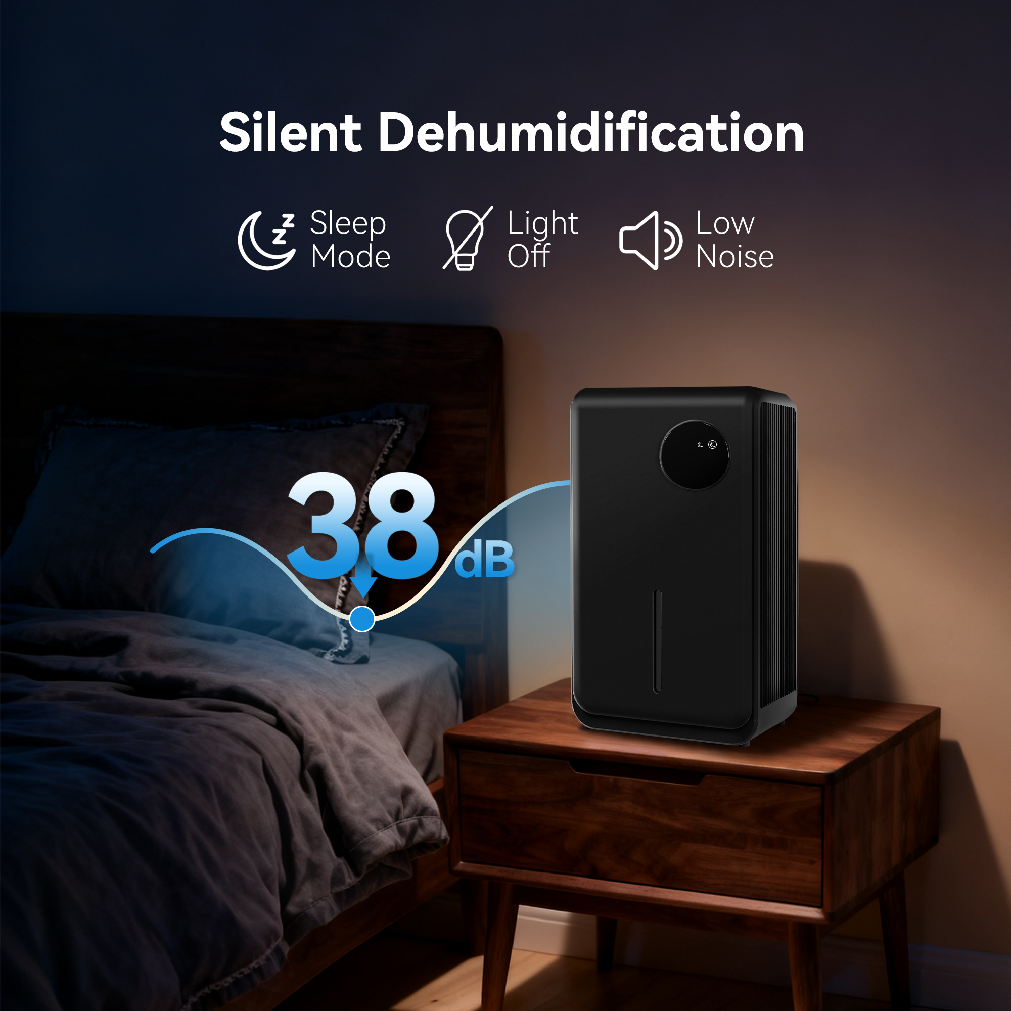 Semiconductor Dehumidifier (120oz High-Capacity Dehumidification) LED, with Smart Remote Control, Timer, 7-Colour Ambient Lighting, Drain Hose, Sleep Mode, Energy-Efficient Dehumidifier 02