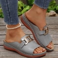 thumbnail image 6 of Xdegoge Women's Flat Slide Sandals Open Toe Summer Shoes Metal Buckle Slip On Casual Beach Vacation Cozy Daily Walking Footwear, 6 of 8