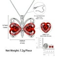 thumbnail image 6 of Juwaliy Red Butterfly Necklace Heart January Birthstone Necklace Garnet Pendant Jewelry Women Daughter Birthday Christmas Mother's Day Gift for Her, 6 of 11