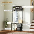 thumbnail image 3 of HOMCOM 5-in-1 Hall Tree with Bench and Shoe Storage, Entryway Bench with Coat Rack, 3 Storage Compartments, 2 Fabric Drawers, Weathered Gray Oak, 3 of 9