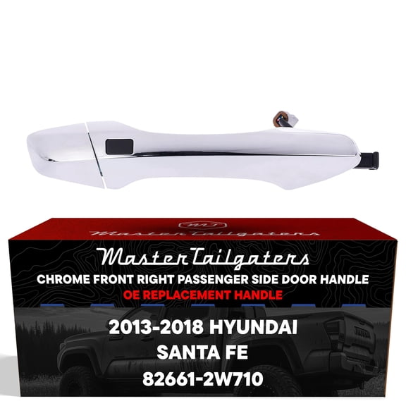 Master Tailgaters Exterior Door Handle Chrome Replacement for Hyundai Santa Fe (2013-2018) OE Part # 82661-2W710 | Front Right Passenger Side w/o Keyhole