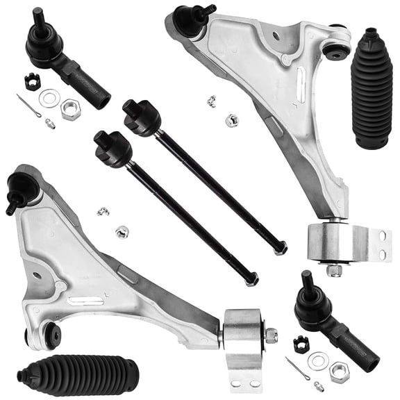Detroit Axle - 8pc Front Lower Control Arms Tie Rods w/Boots Replacement for Buick Lucerne