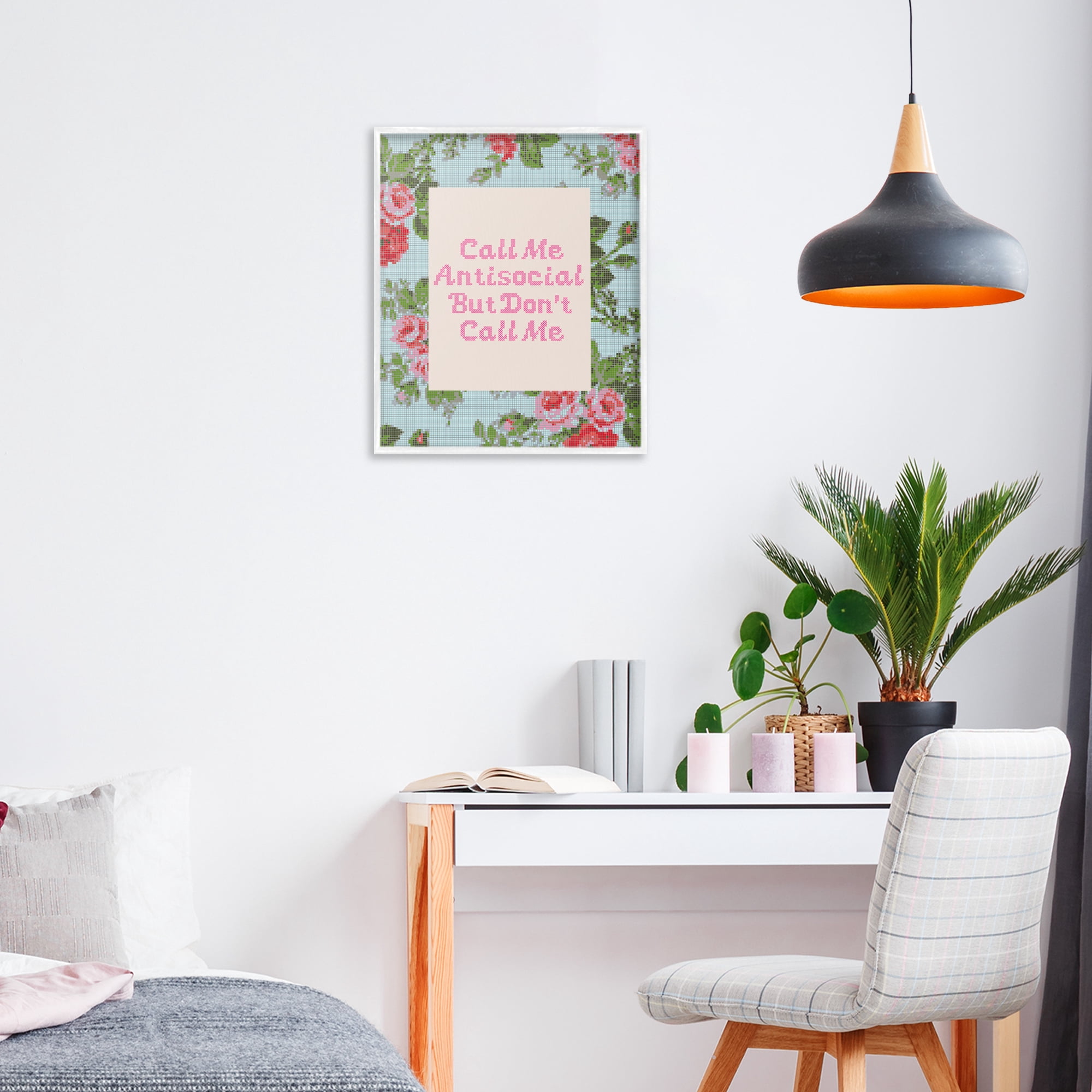 Stupell Industries Don't Call Me Vintage Florals White Framed Giclee Art, design by Lil' Rue