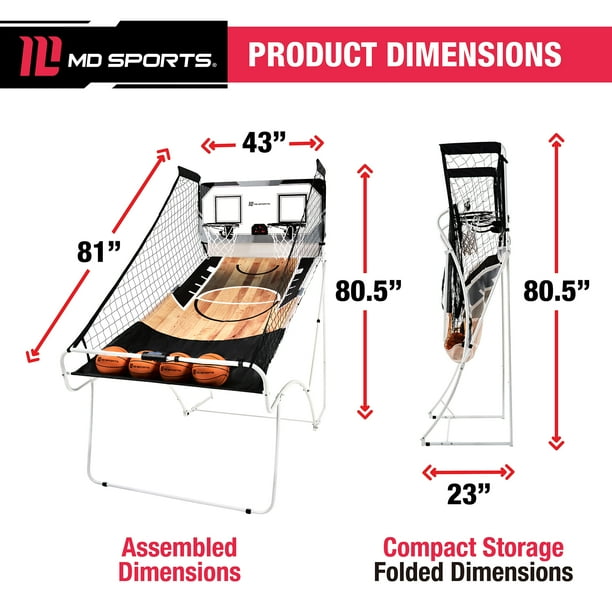 2-Player EZ-Fold Arcade Basketball Game, Powered by Adapter, by MD